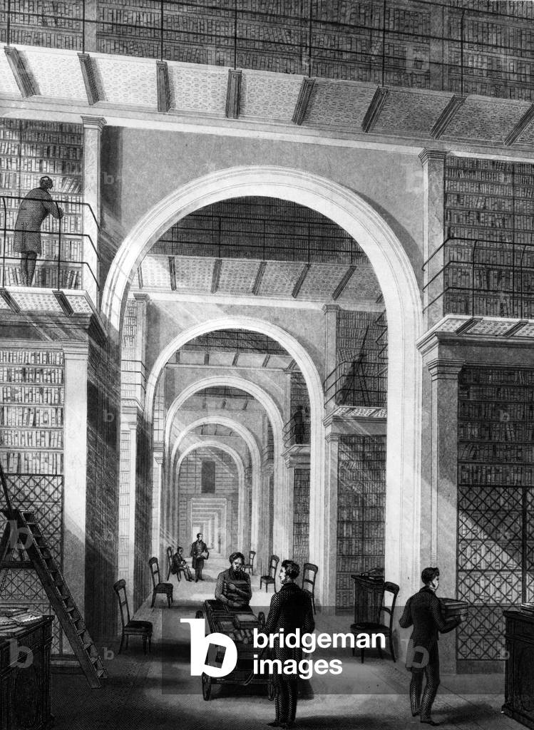 British Museum - Additional Library, engraved by E. Radclyffe, published in 'London Interiors', 1841 (engraving)