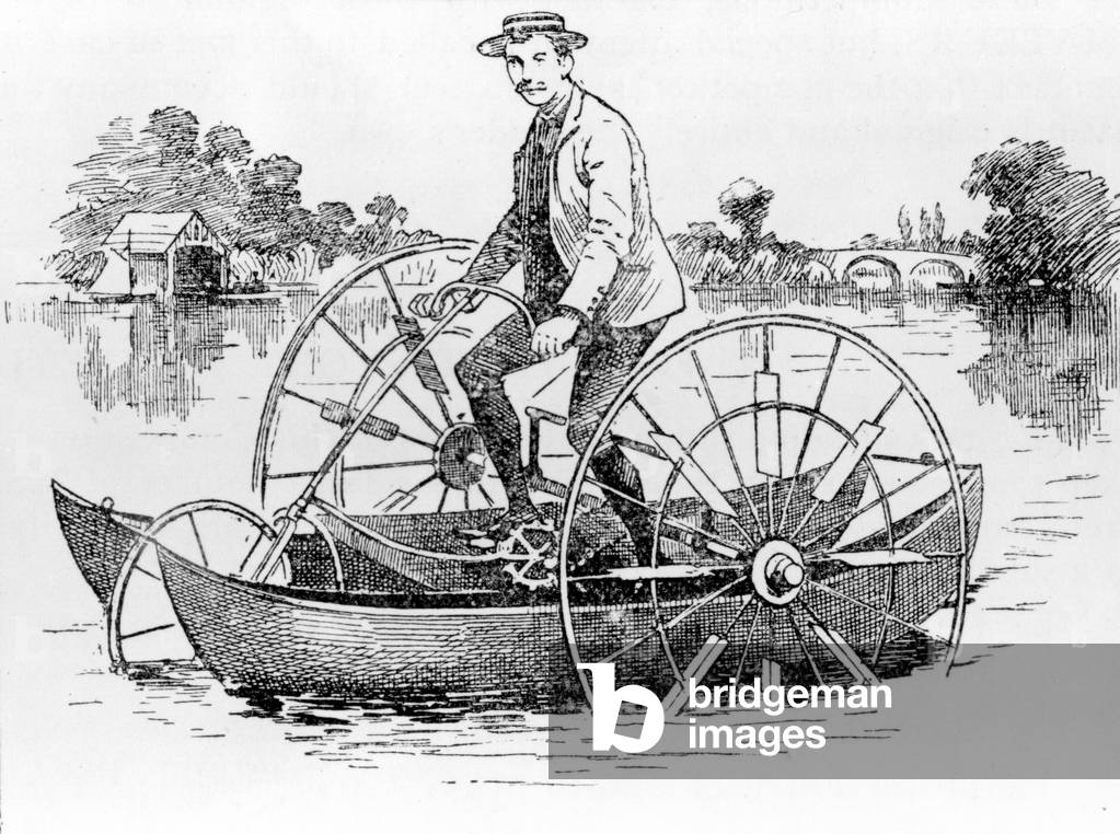 The Cycle in Use on the Water, c.1870-90 (engraving)