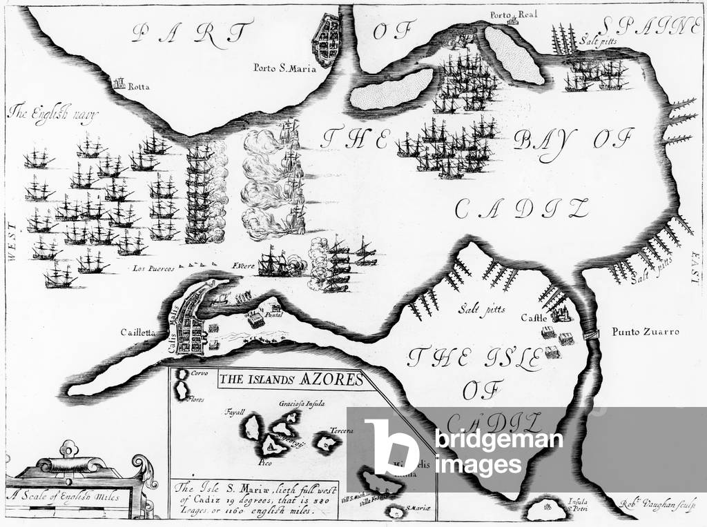 The Capture of Cádiz in 1596 (engraving)
