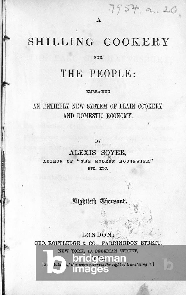 Title Page for 'A Shilling Cookery for The People' by Alexis Soyer, published 1855 (printed paper)