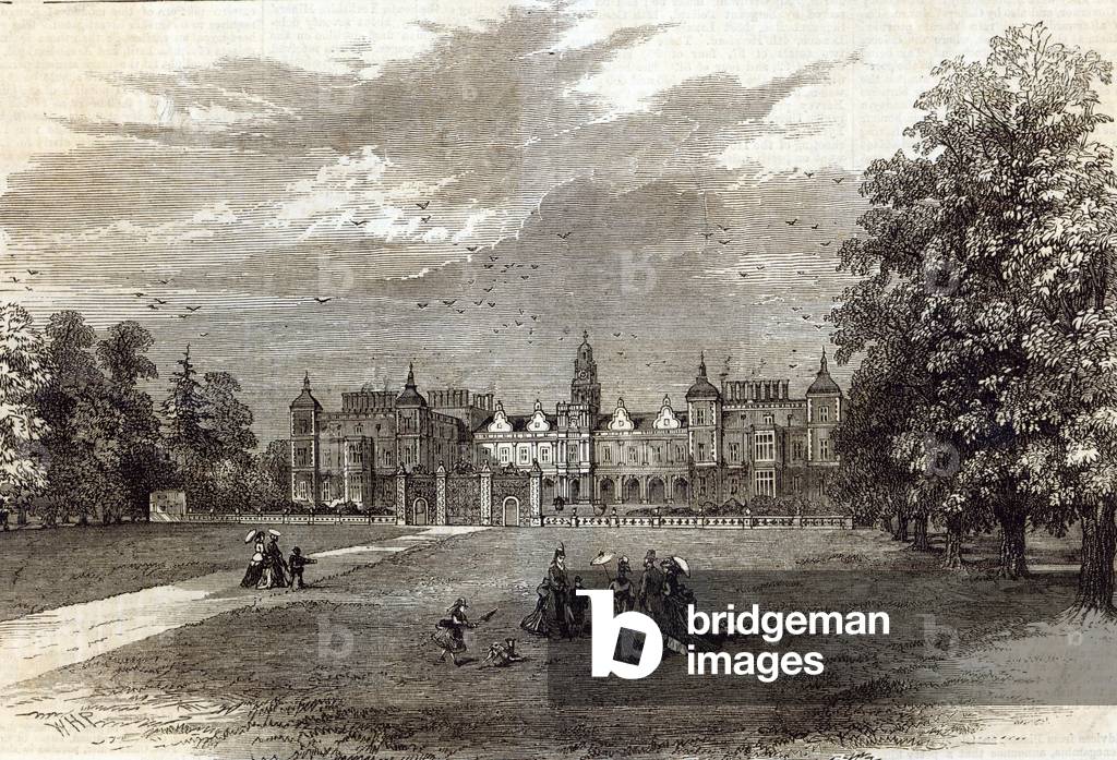 Hatfield House, the Seat of the Marquis of Salisbury, from 'The Illustrated London News', 11th July 1874 (engraving)