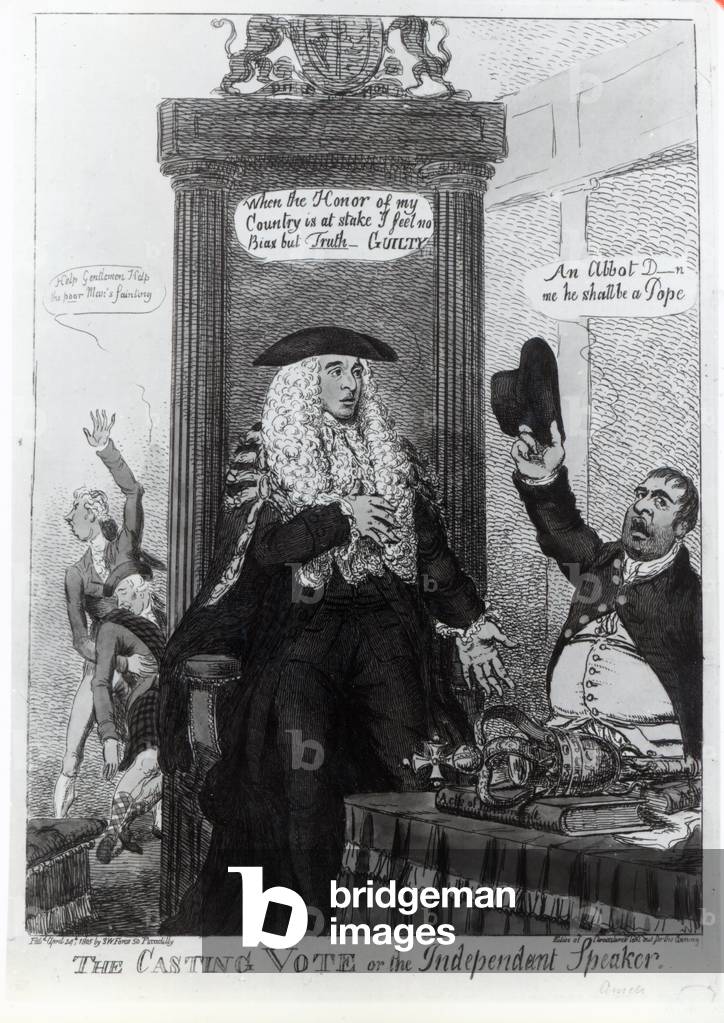 The Casting Vote, or the Independant Speaker, satirical cartoon showing then Prime Minister, Henry Addington, 1805 (print)