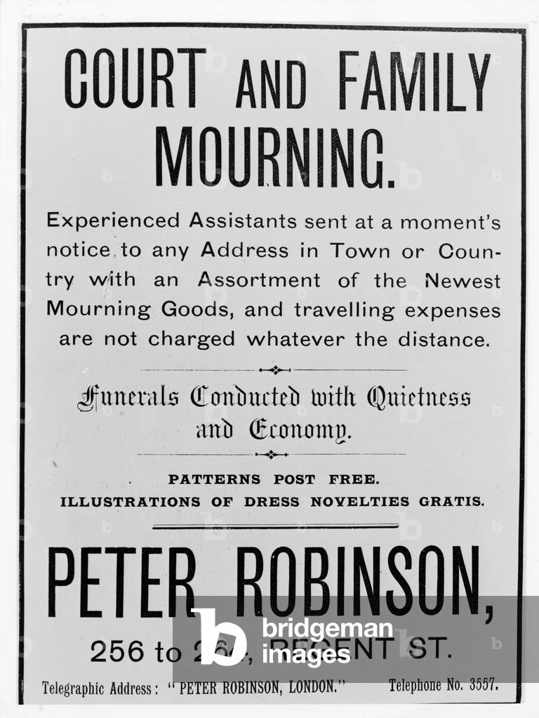 Court and family mourning advertisement