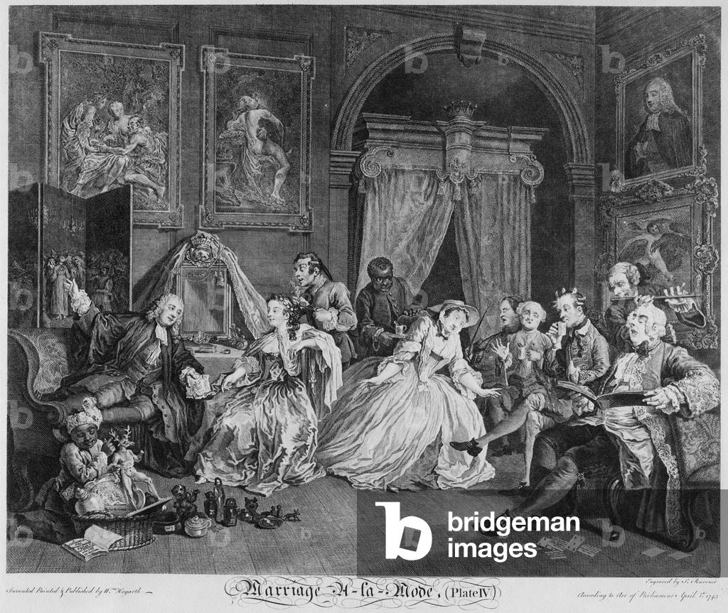 "Matrimonio a la Mode" 1745 di Bernard Baron, b/w