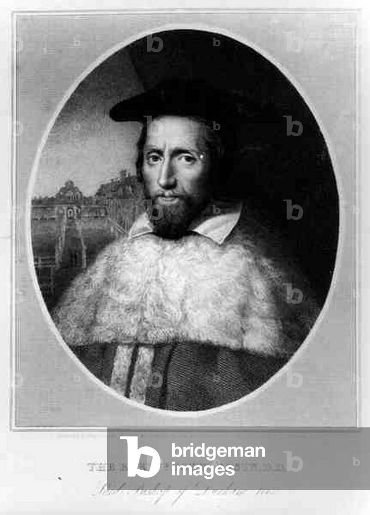 Portrait of the Rt Reverend John Cosin (1594-1672), Lord Bishop of Durham 1660, engraved by Edward Scriven (1775-1841), 1815 (engraving)