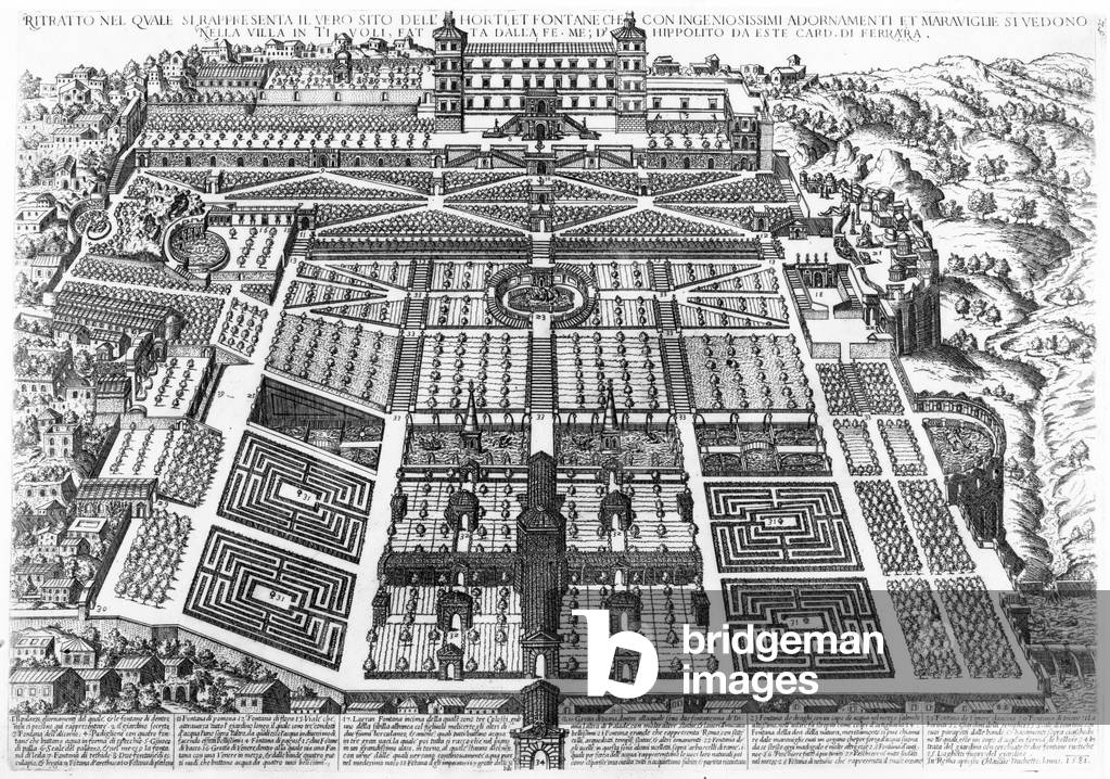 View of the Villa d'Este and Gardens, 1575 (engraving)