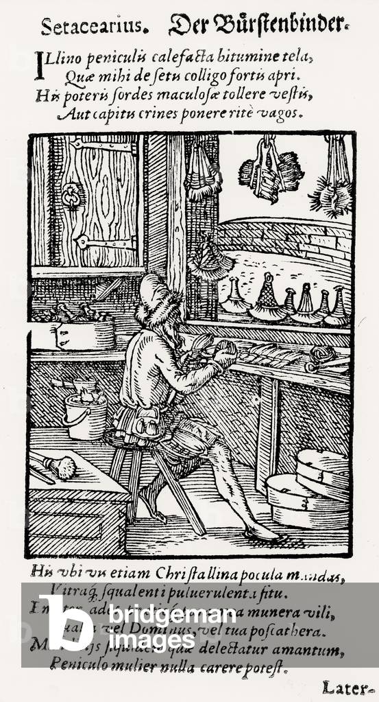 The Bristle Maker, published by Hartman Schopper (woodcut) (b/w photo)