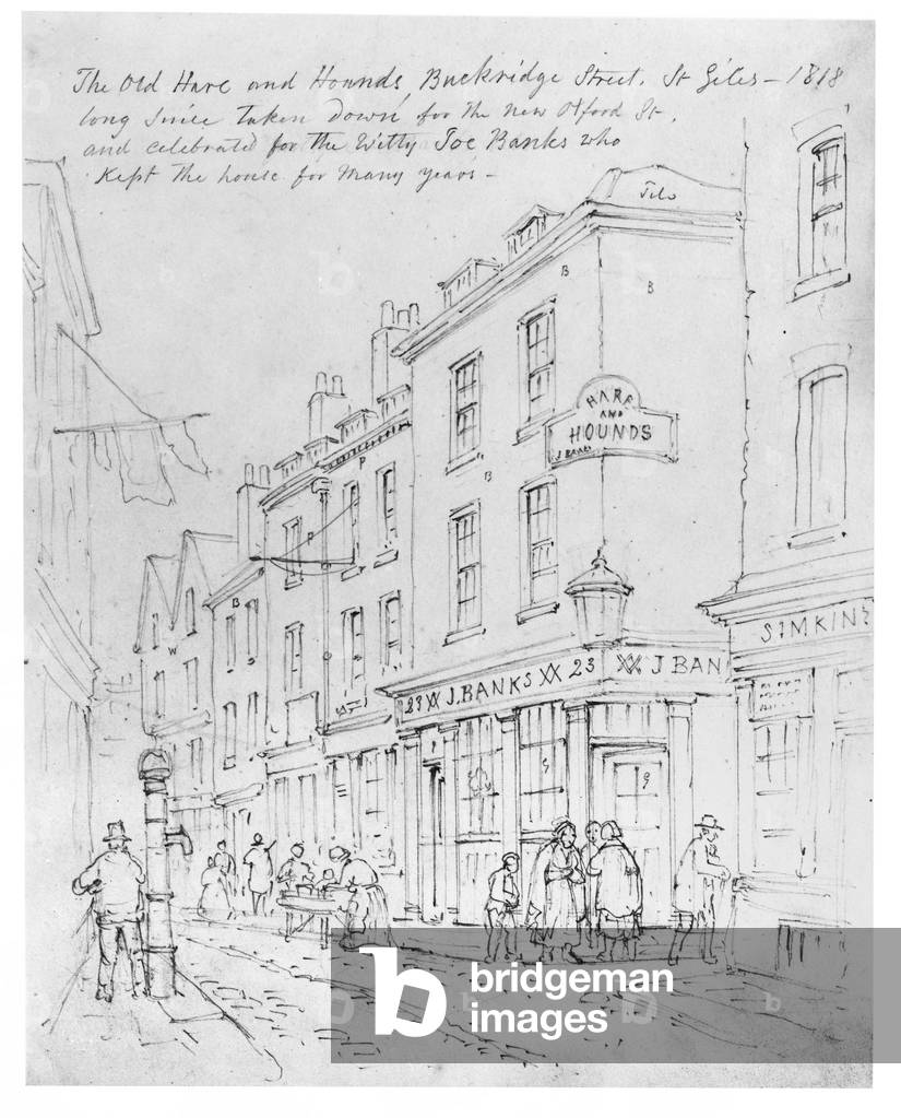 The Old Hare and Hounds, Buckridge Street, St Giles in1818 (drawing)