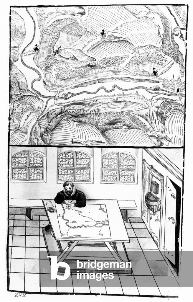 Cartographer at Work (pen and ink)