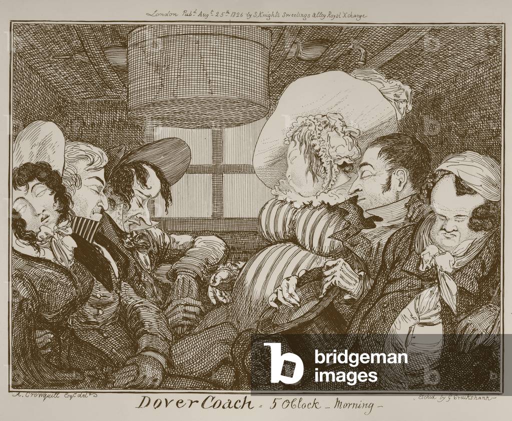 Dover Coach, 5 o'clock morning, etched by George Cruikshank, 1826 (etching)