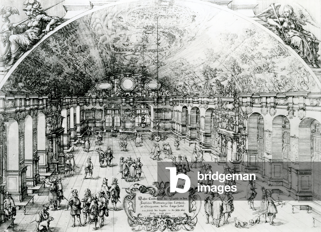 View of the Interior of the Lusthaus in Stuttgart, 1619 (etching)