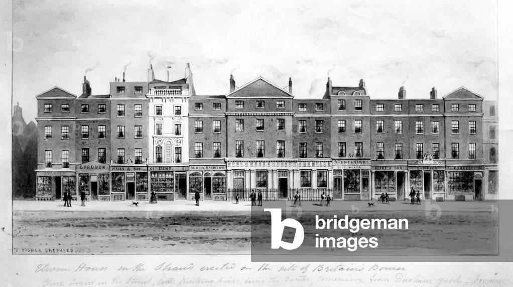 View of Eleven Houses erected on the site of the old Bourse on the Strand, 1853 (drawing)