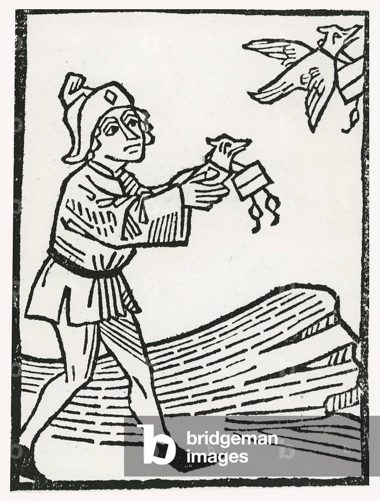 Pigeon Post, 1481 (woodcut) 