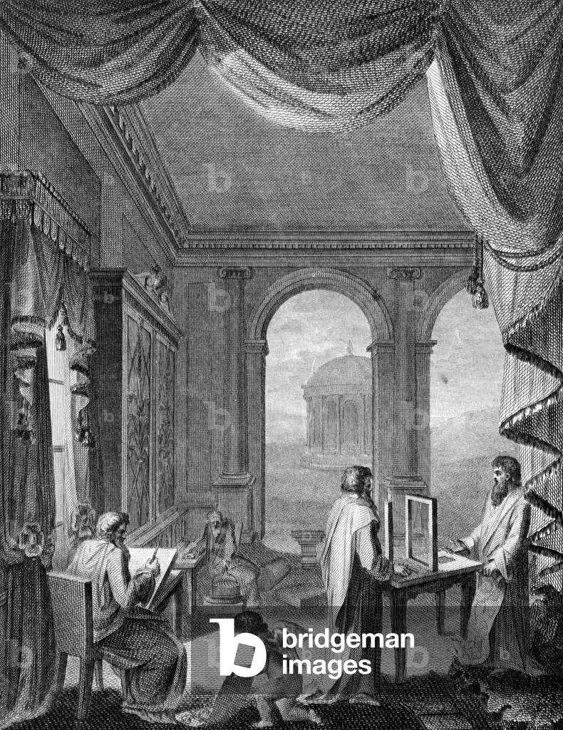 Frontispiece to 'The Cabinet-Maker and Upholsterer's Drawing-Book' by Thomas Sheraton, published 1793 (engraving)