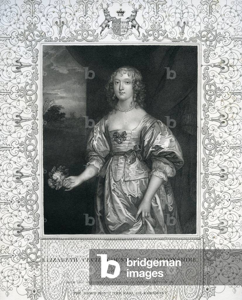 Elizabeth Cavendish, Countess of Devonshire, mid 17th century (engraving)