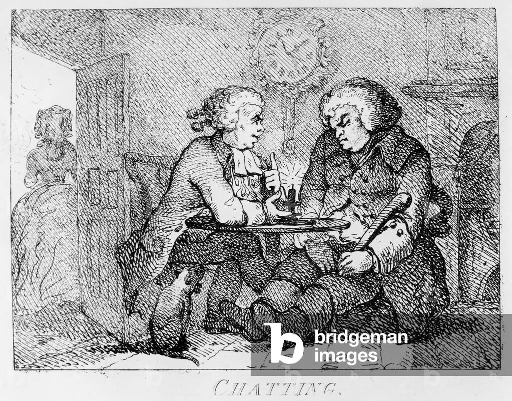 Chatting, illustration from 'Picturesque Beauties of Boswell, Part the First', etched by Thomas Rowlandson, 1786 (etching)
