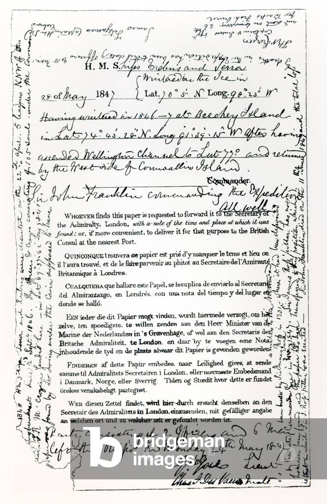 "John Franklin's (1786-1847) Message to the Secretary of the Admiralty", 1847 von English School
