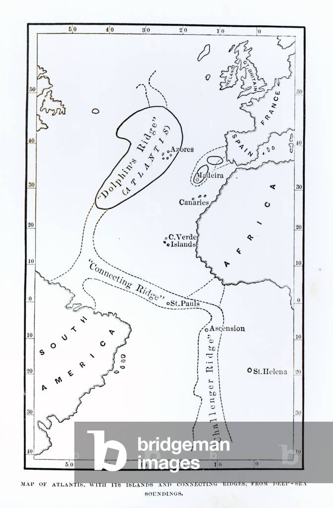 Map Showing the Position of Atlantis (litho)
