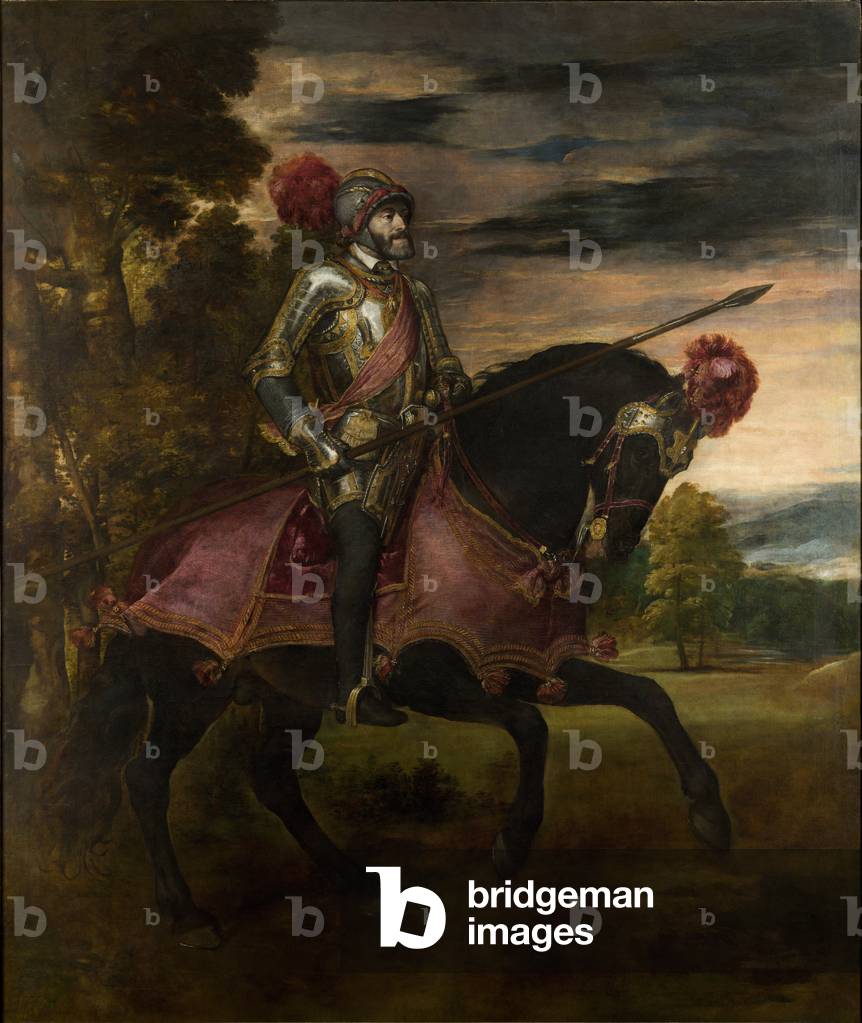 The Emperor Charles V on Horseback in Muhlberg. Painting by Titian Titian - Bridgeman Images