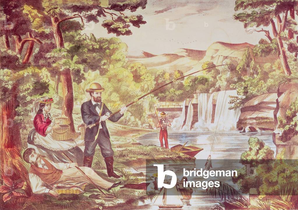 Fishing Scene (colour litho)