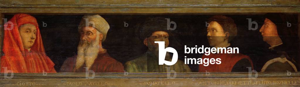 Portraits of Giotto (c.1266-1337) Uccello, Donatello (c.1386-1466) Manetti (c.1405-60) and Brunelleschi (1377-1446) (tempera on panel)