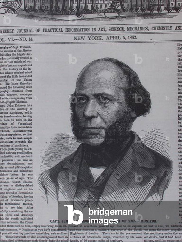 John Ericsson (1806-1862) in 'The Scientific American', 5th April 1862 (engraving)