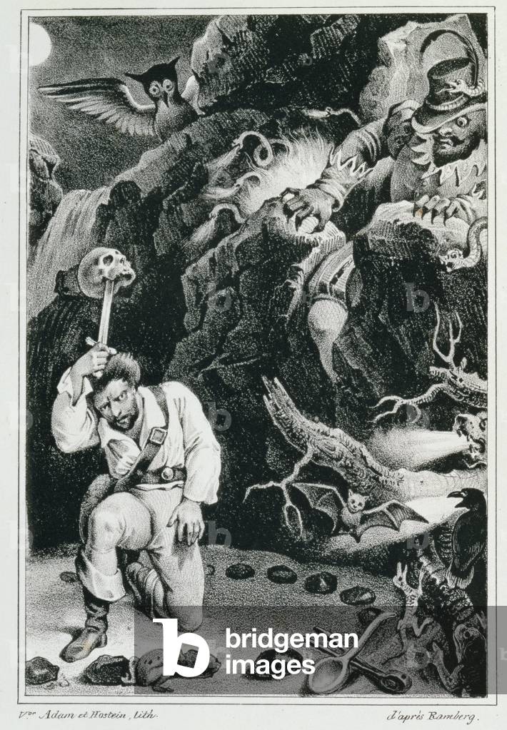 Image of Print depicting Scene from the opera 'Der Freischutz' by Carl Maria von Weber (1786-1826) lithograph 