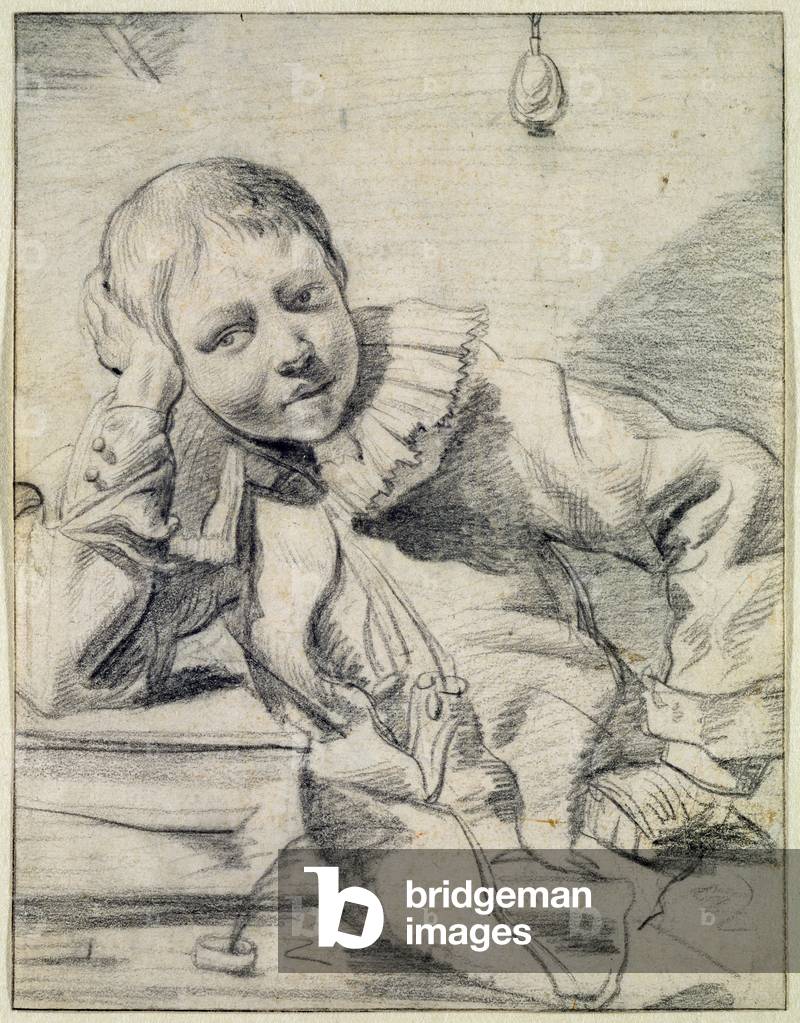 Schoolboy at his Desk, c.1630-45 (chalk on paper)