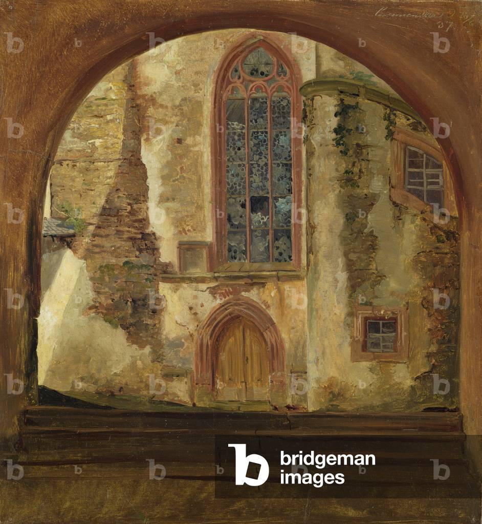 Detail of Rochsburg Castle in Saxony (oil on canvas)