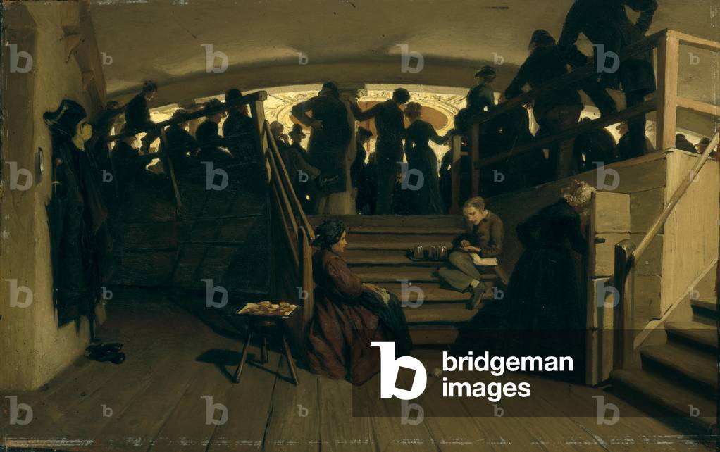 In the Gallery of the Hamburg State Theatre, c.1880 (oil on paper on cardboard)