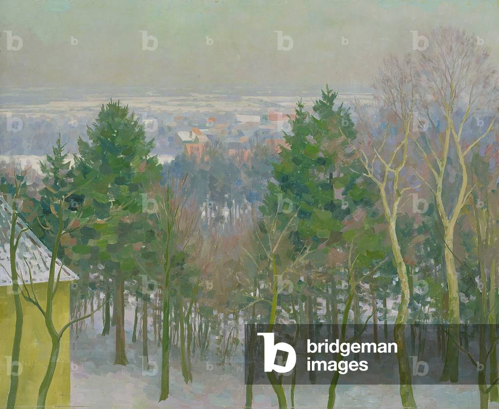 View of Krahenberg at Blankenese (oil on board)