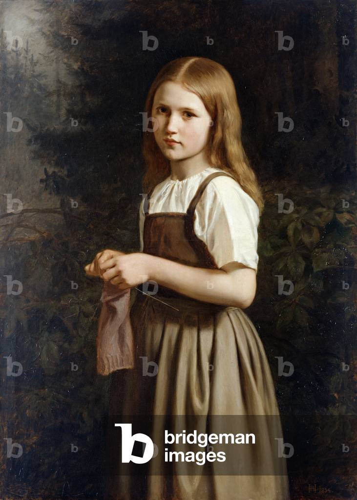 Girl Knitting, 1854 (oil on canvas)