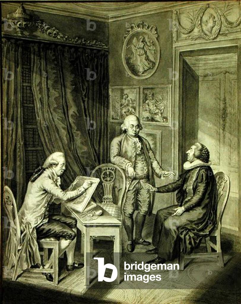 Christian Andreas Georg Stottrupp (1789-1835), Pastor Sturm and Philipp Emanuel Bach (1714-88) (indian ink on paper)