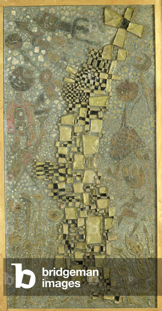 The Town, 1957 (zinc, copper, brass and mica relief)