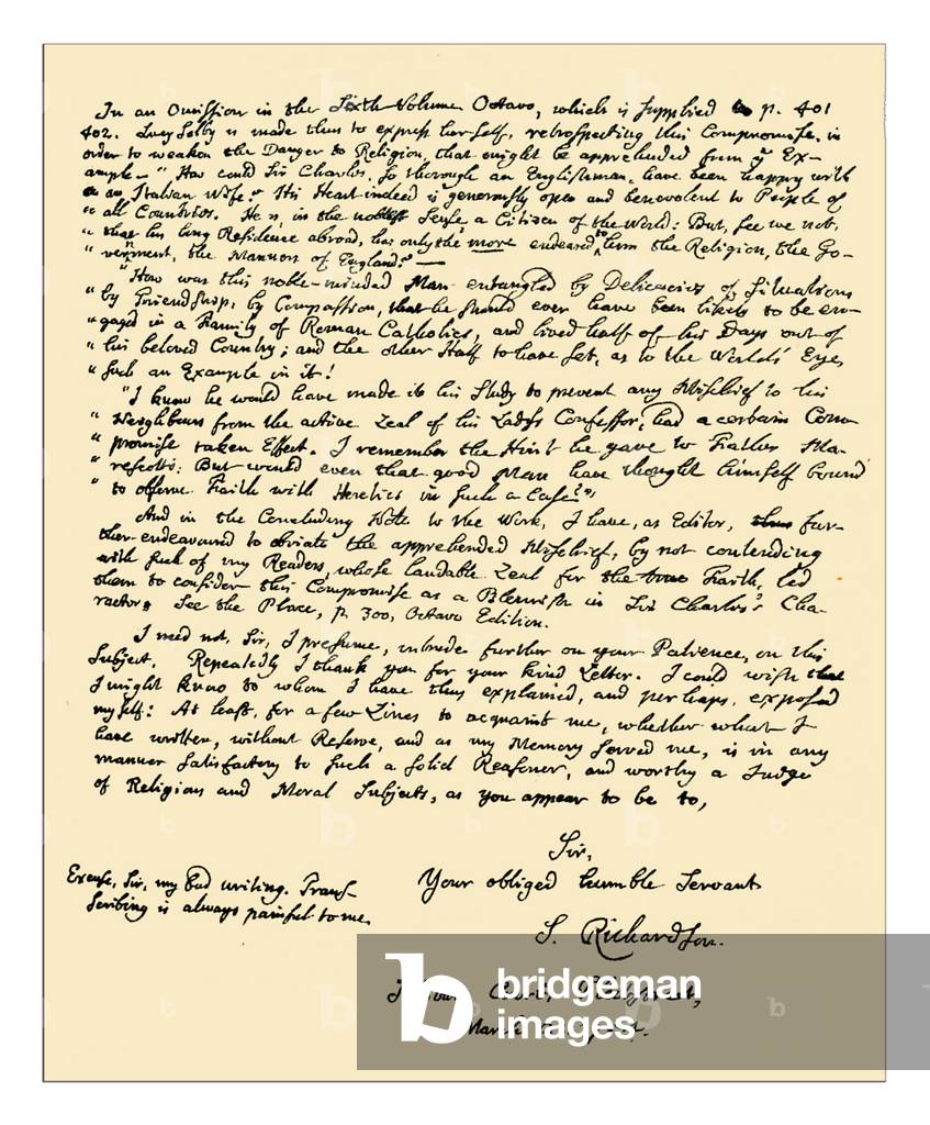 Autograph:  Samuel Richardson, 1754.