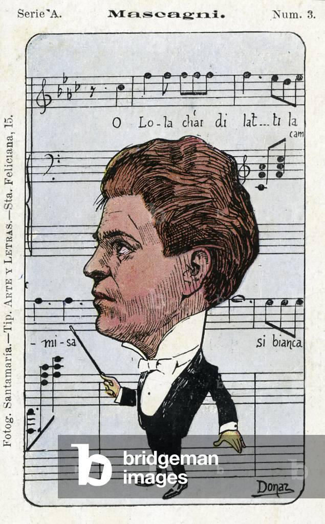 Pietro Mascagni - caricature and score
