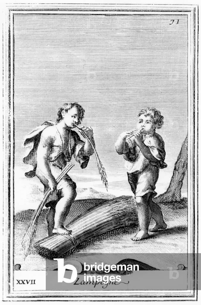Shepherds blowing reed pipes