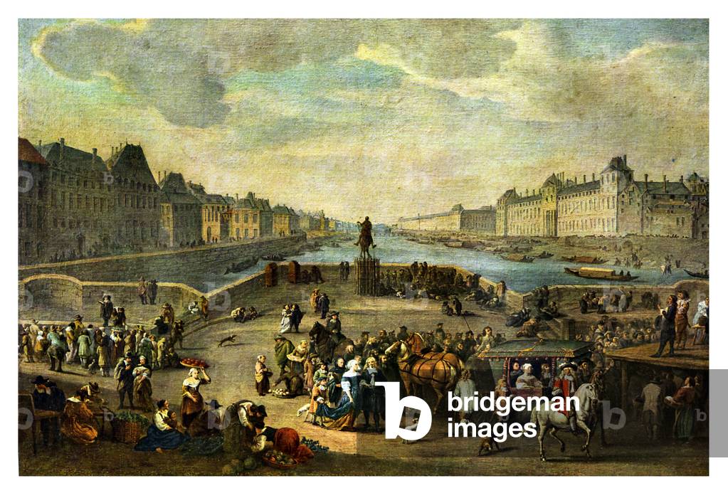 Carriage crossing Pont Neuf, 18th century