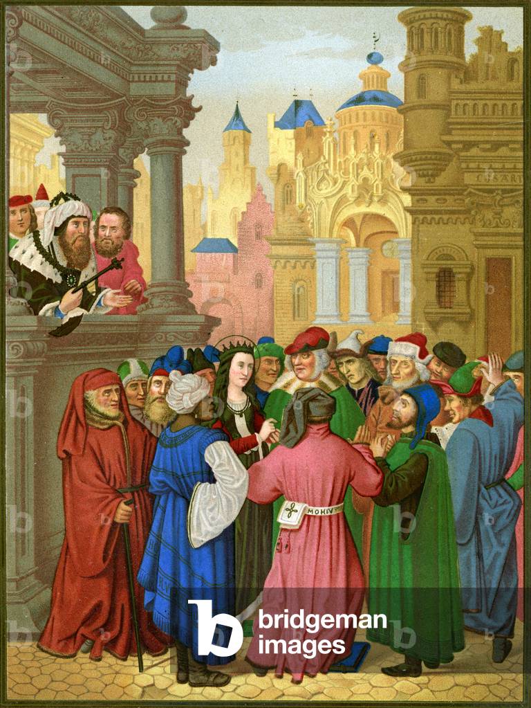 Saint Catherine with doctors of Alexandria, 19th century (print)