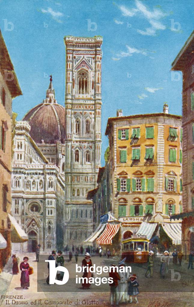 Florence - view of the Dome and Giotto 's Bell Tower (postcard)