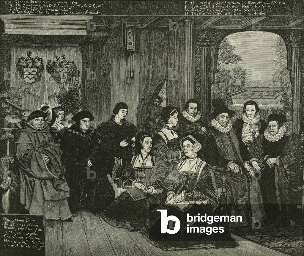 Portrait of Thomas Moore and his family in london in 1599 (print)