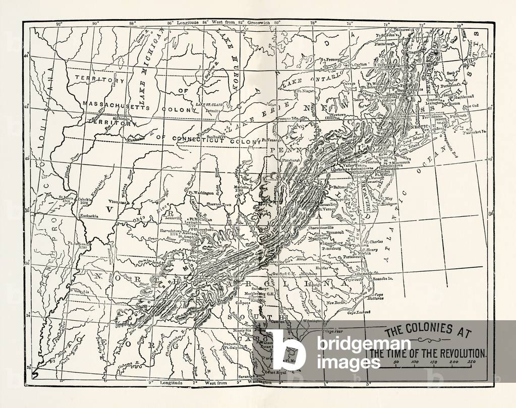 Map of American colonies
