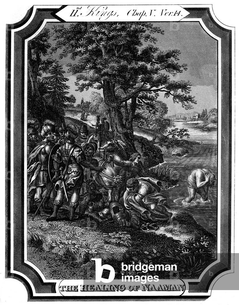 Elisha cures Naaman of leprosy - Bible