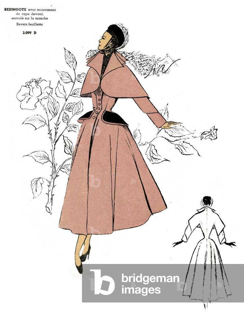 French fashion, Redingote coat design.