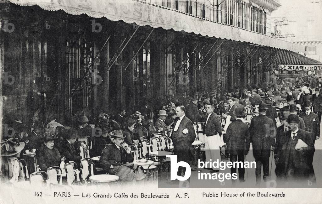 Les Grand Cafes des Boulevards, Paris, 1910s (b/w photo)