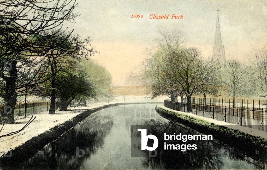 Winter in Clissold Park, end of 19/beg of 20th century (postcard)