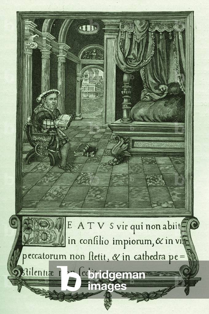 Henry VIII reading in his bedchamber