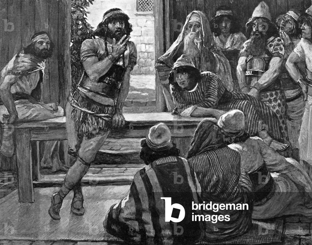 Samson puts forth a riddle by  Tissot - Bible