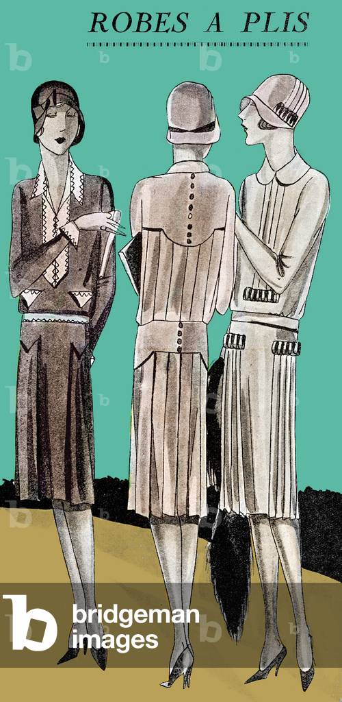 Fashion: pleated day dresses in spring 1928