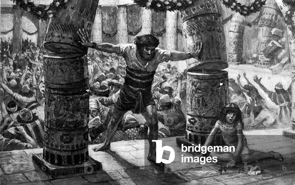 Samson puts down the pillars', by Tissot -Bible